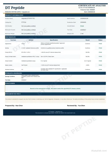 FTTP10 COA